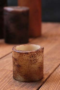 Burnt Ivory/Cinnamon Battery Pillar with Tealight - 2.5 inch