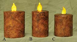 Burnt Mustard Battery Pillar Candle with Timer - 2 x 3 inch