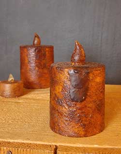 Burnt Mustard Battery Pillar Candle with Timer - 2.5 x 3 inch