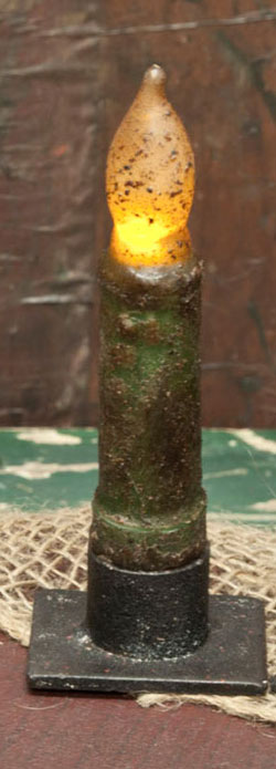 Burnt Green Battery Taper Candle with Timer - (4 inch)