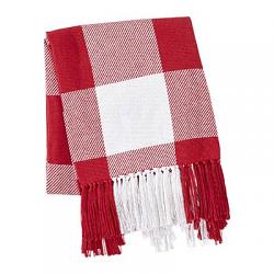 VHC Brands Annie Red Buffalo Check Woven Throw