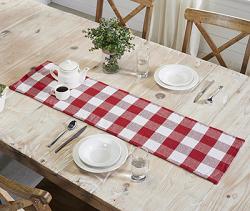 VHC Brands Annie Buffalo Check Red 48 inch Table Runner