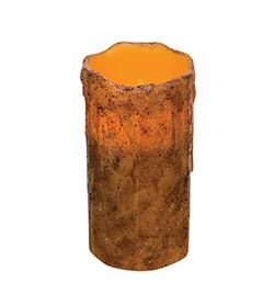 Burnt Mustard Dripped Pillar Candle - 6 x 3 inches
