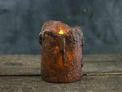 Burnt Mustard Dripped Pillar Candle - 4 x 3 inches