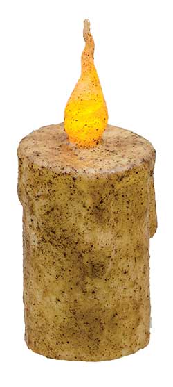 Burnt Ivory Battery Drip Flicker Pillar Candle - 5 inch