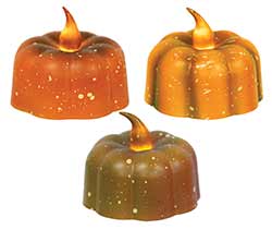Pumpkin Battery Tealight Candles with Bulbs (Set of 3)