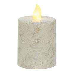 Rustic White Timer Pillar Candle - 2.5 x 4 inch