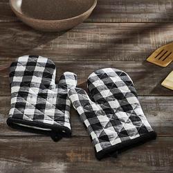 VHC Brands Annie Buffalo Check Black Oven Mitts (Set of 2)