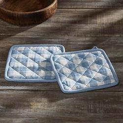 VHC Brands Annie Buffalo Check Blue Pot Holders (Set of 2)
