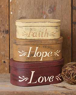 Faith, Hope, Love Stacking Boxes (Set of 3)