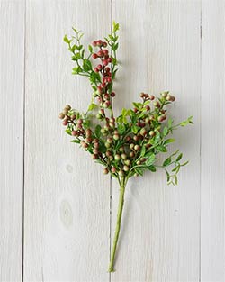 Green & Burgundy Berry Floral Pick