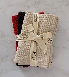 Red, Black, And Gray Waffle Dish Cloths (Set of 3)