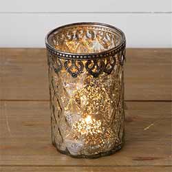 Silver Mercury Glass Candle Holder - Large