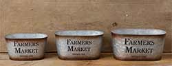 Farmer's Market Galvanized Buckets (Set of 3)