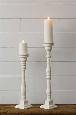 Your Heart's Delight by Audrey's Antiqued White Pillar Candle Holders (Set of 2)