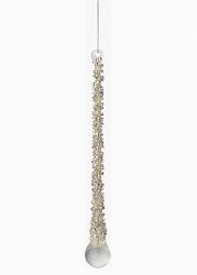 Clear Ball Glass Icicle Ornament with Silver Beads & Glitter