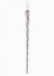 Silver Glitter Twisted Icicle Ornament