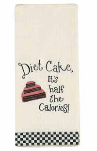 Diet Cake Embroidered Waffle Weave Dishtowel