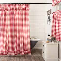 Annie Buffalo Red Check Ruffled Shower Curtain