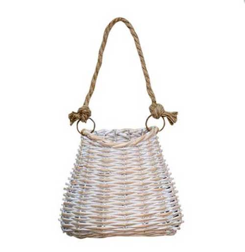Whitewashed Small Hanging Basket