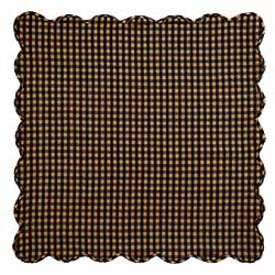 Black Check Tablecloth, Scalloped - 60 x 60 (Black and Tan)