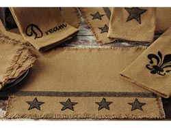 Burlap Table Runner with Black Stars - 36 inch