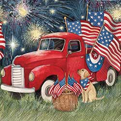 Old Glory Red Truck Paper Cocktail Napkins