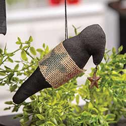 Stuffed Crow Ornament with Burlap