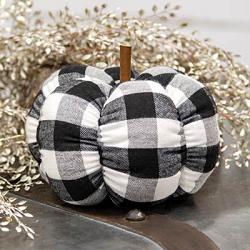 Black & White Buffalo Check Stuffed Pumpkin - 6.5 inch