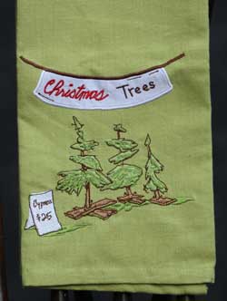 Cypress Trees Embroidered Dishtowel