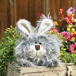 Roly Poly Fuzzy Gray Bunny Doll - Small