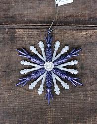 Blue Glittered Snowflake Ornament