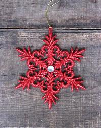 Red Glittered Snowflake Ornament