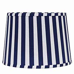 Blue and White Striped Drum Lamp Shade - 10 inch
