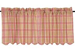 Elaine Rouge Plaid Cafe Curtains - 24 inch Tiers