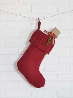 Festive Red Burlap Ruffled Stocking