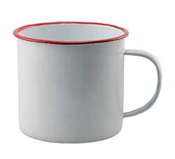 White Enamel Mug with Red Rim