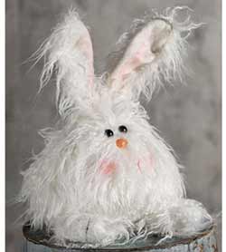 Fuzzy White Angora Bunny Doll - Medium 