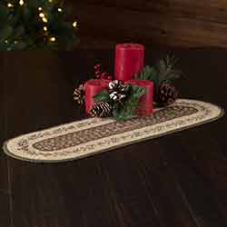 Holly Berry Jute Stencil 24 inch Oval Table Runner