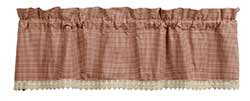 Ava Wine Red Check & Lace Valance