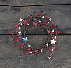 Patriotic Pip Berry Candle Ring with Stars - 3.5 inch