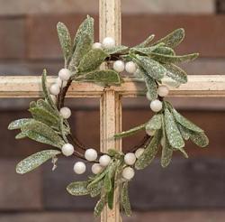 Frosted Mistletoe 4 inch Candle Ring