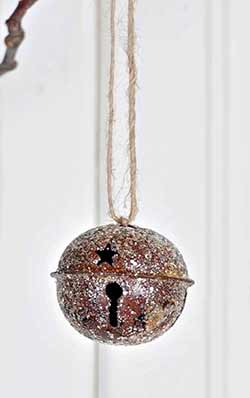 Glittered Rusty Bell Ornament - 2 inch
