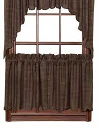 VHC Brands Kettle Grove Black Plaid Cafe Curtains - 24 inch Tiers