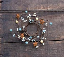 Powder Blue & Ivory 1.5 inch Berry Ring with Rusty Stars