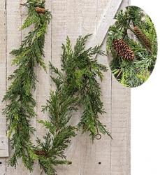 Prickly Pine 6 foot Garland - Christmas Green