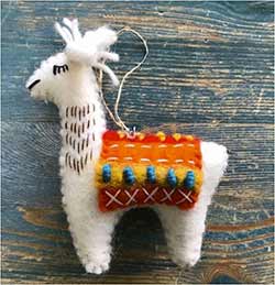 Llama Wool Ornament - Yellow/Orange Blanket