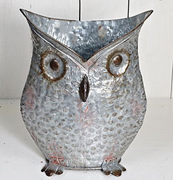Galvanized Tin Owl Bucket