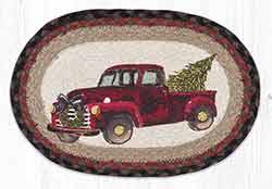 Christmas Truck Printed Braided Oval Tablemat