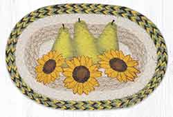 Pear & Sunflowers Printed Braided Oval Tablemat